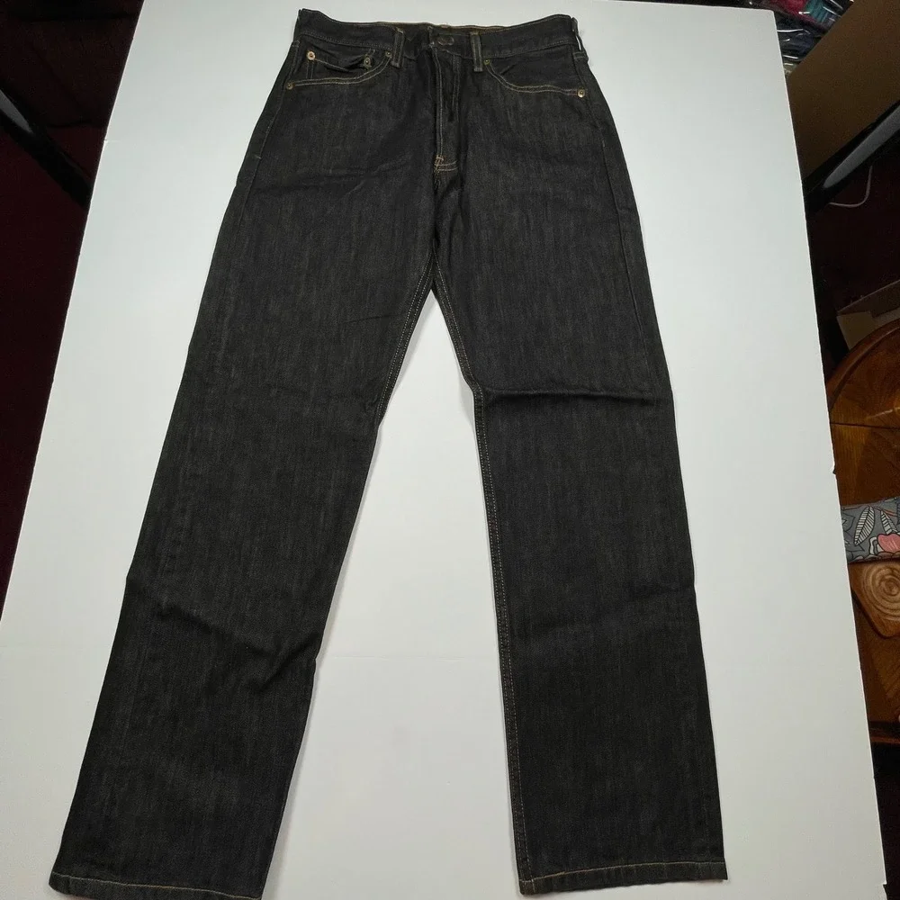 Levis 501XX Mens Dark Wash Indigo Straight Leg Button Fly Denim Jeans 33x34